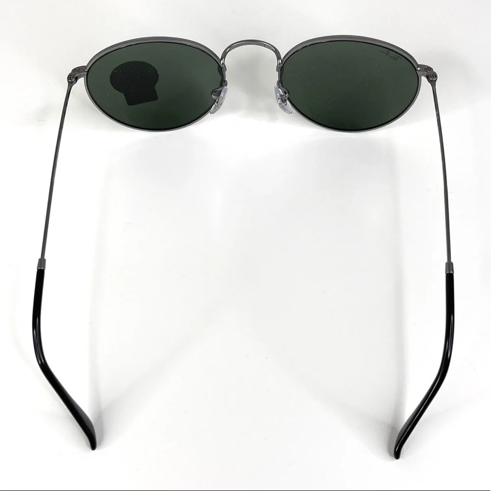 RAY BAN Icons 53mm Retro Round Metal Sunglasses NEW Matte Gunmetal Crystal Green